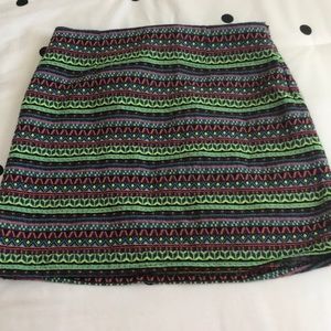 Multi-colored mini skirt.